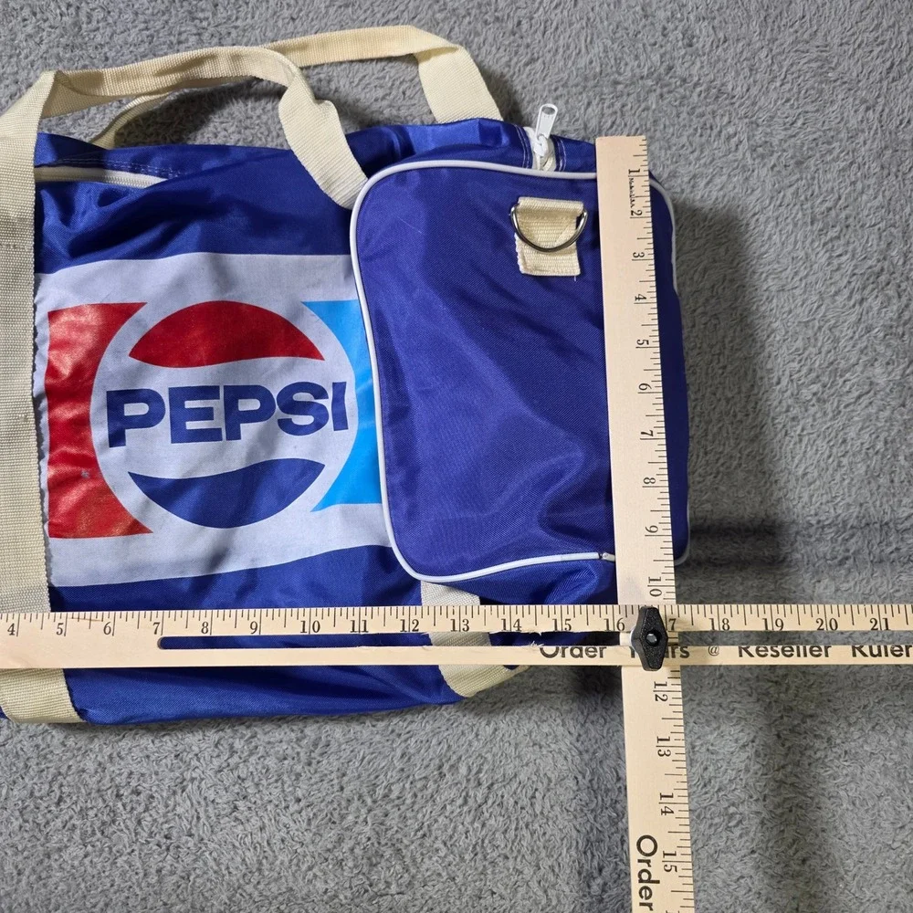 Pepsi Medium Duffel Bag Blue Vintage Logo Retro Travel Gym Weekender